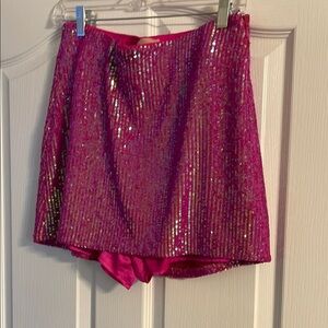 Show Me Your MuMu Pink Sequin Skater Mini Skort